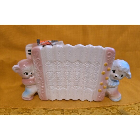 Napcoware Musical Planter Lamb & Bear Accordian Plays Mary Had Little Lamb C8316 - Picture 1 of 6